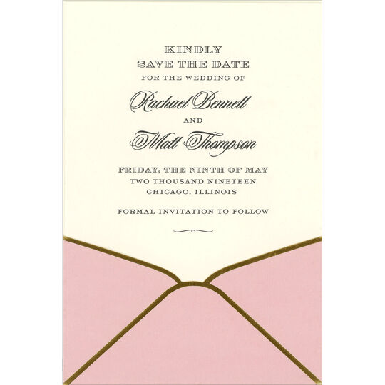 Pink with Gold Trim Die-cut Pocket Invitations